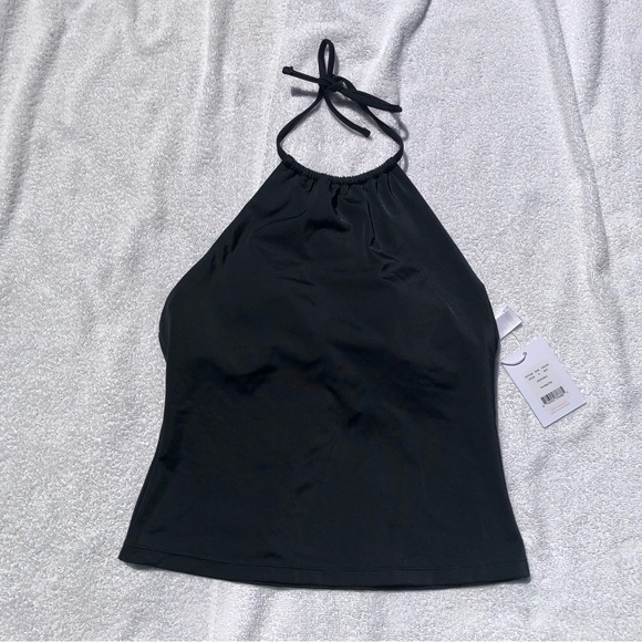 NWT Andie swim the Baja tankini halter tie neck long line bikini top black small - Picture 11 of 13